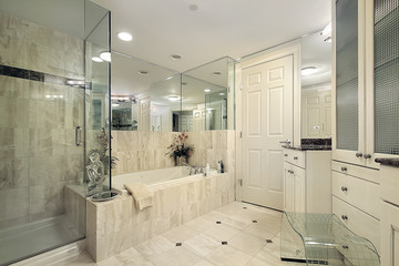Master bath with glass shower