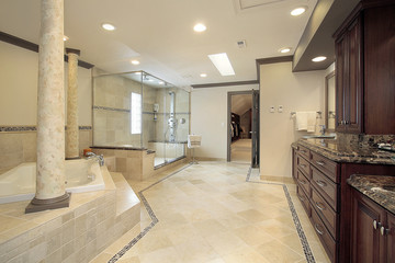 Master bath with tub columns