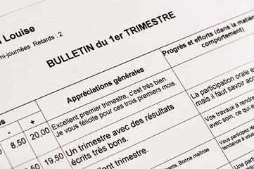 Bulletin scolaire - obrazy, fototapety, plakaty