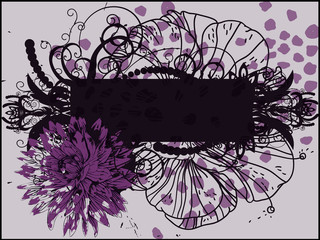 rich vector  frame with hand drawn flowers