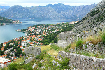 Fototapeta na wymiar Summer bird-eye view of Kotor, Montenegro