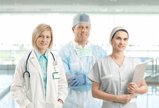 Team portrait of smiling healthcare professionals