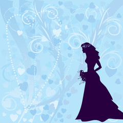 Silhouette of woman on a blue textured background