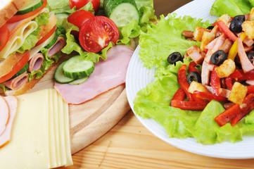 sandwich and  salad