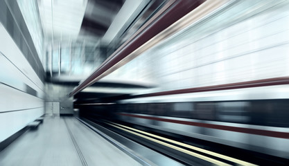 Train on speed in railway station