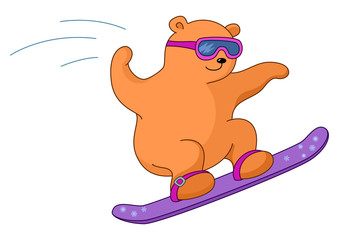 Teddy-bear on a snowboard