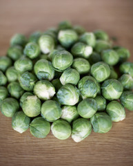 Brussel sprouts on chopping board