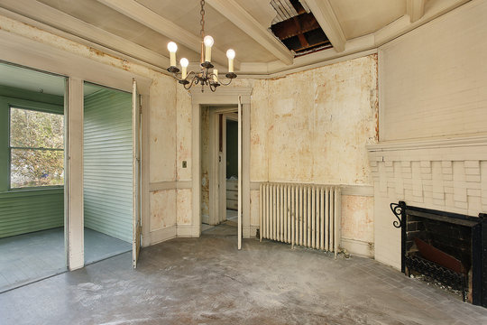 Dining room in old abandoned home