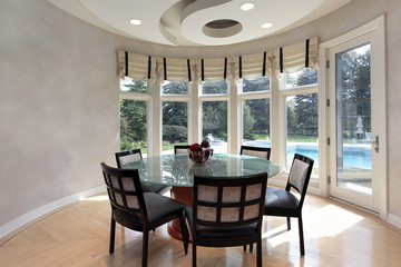 Eating area with pool view