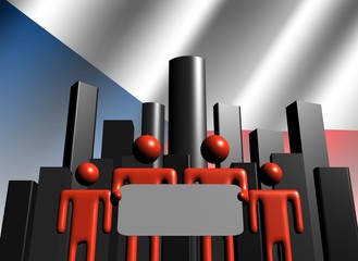 Czech business team with abstract skyline illustration