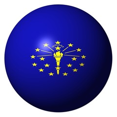 Indiana flag sphere isolated on white illustration