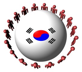 people around South Korean flag sphere illustration