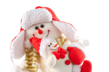 Smiling snowman with kid