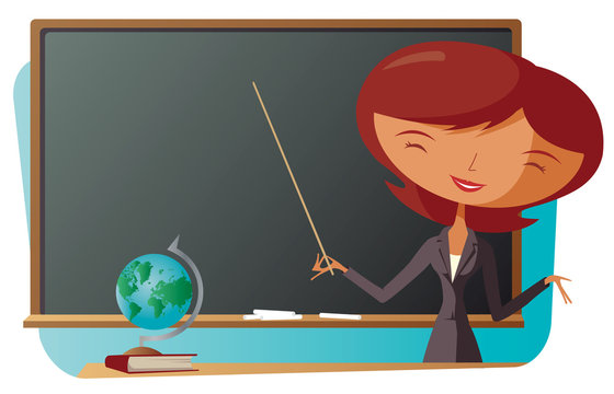 School Teacher With Blackboard