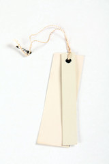 Blank tag tied with brown string.
