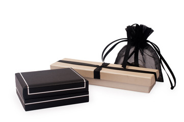 Two gift boxes and one gift sac