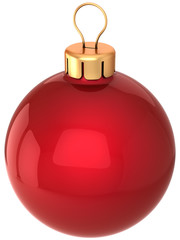 Modern Christmas ball. Red Xmas bauble decoration (Hi-Res)