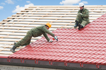roofing work with metal tile