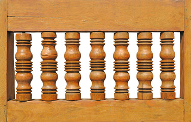 Wooden balcony bars.Author decorating homes and furniture.