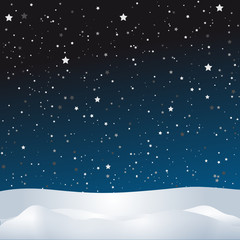 Hintergrundbild mit Sternenhimmel und Schneelandschaft