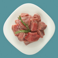Stew Meat Raw Top View