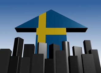 abstract skyline and Swedish flag arrow illustration