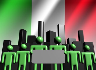 Italian business team with abstract skyline illustration