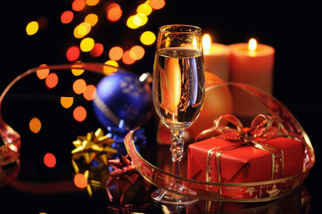 Wineglass with a champagne