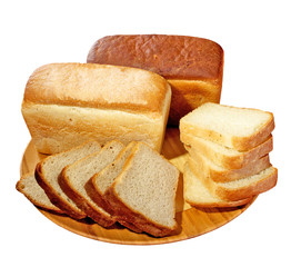 slice of bread at the plate on white background, isolated