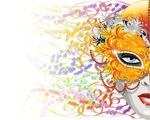 Papier Peint photo autocollant Dessiner Masque de carnaval de plumes
