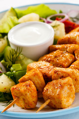 Grilled meat and vegetables