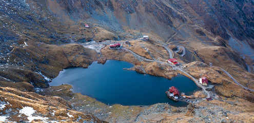 Aerial view of Balea Lake, Romania