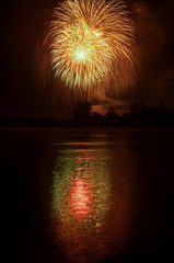 fireworks over lake