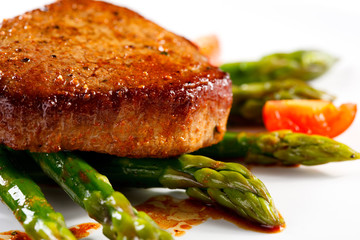 Grilled meat and vegetables