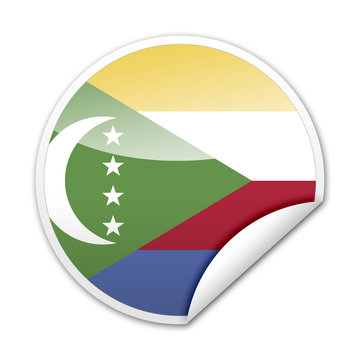 Pegatina bandera Comores con reborde