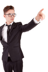 Business man, pointing forward