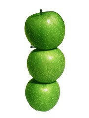 Three apples on the white background