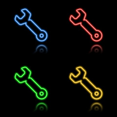 Icon set of neon buttons. Eps8