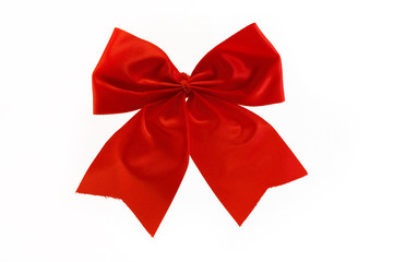 single red bow isolated on white