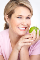 Woman with apples