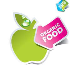 Icon apple with an arrow by organic food