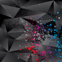 Abstract background with black triangles and color sprays