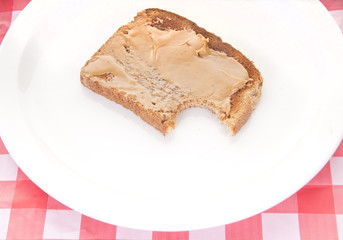 Peanut butter toast on plate