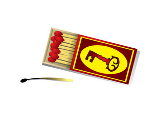 Matches in box isolated on white