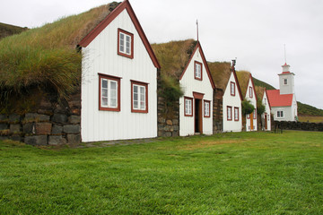 Iceland - turf houses museum in Laufas