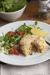 Veggie bean patties with side salad