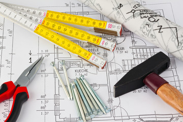 Bauplan eines Wohnhauses. Hausbau