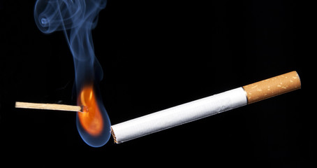 Closeup lighting cigarette