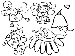 Set of cute angels for design