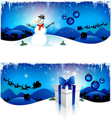 Fototapeta premium Blue Christmas headers